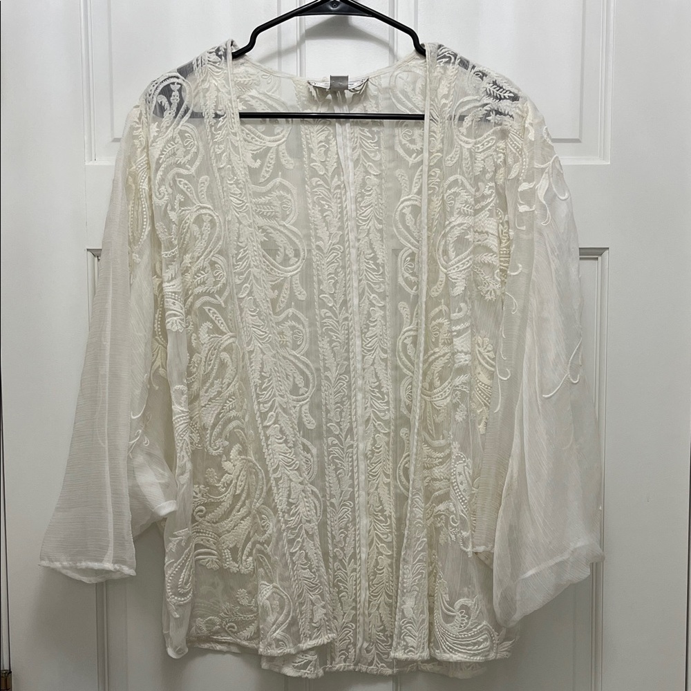 Anthropologie Beyond Vintage Paisley Embroidered Shawl Cover Up - Size XS/S